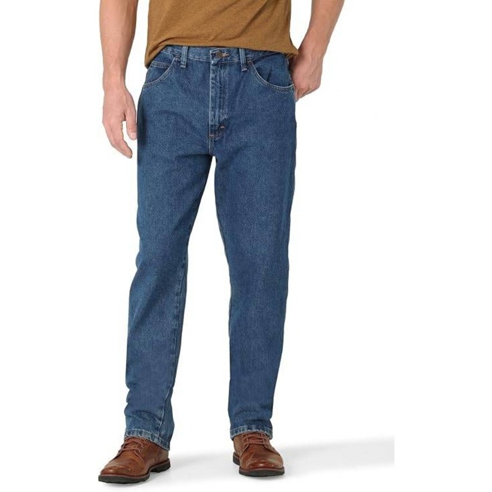 Rustler Classic Size 46x32 Men's Relaxed Fit Straight Leg Heavyweight Jeans Blue